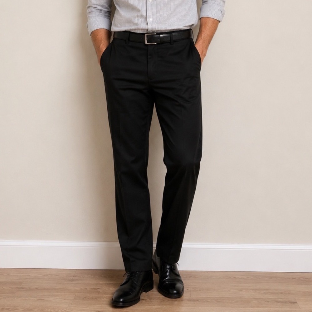 Haggar Premium No Iron Khaki Black Pants Men's 36x30 Straight Fit Stretch Office